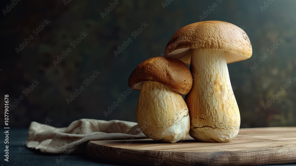 Mushroom depicted on a plain background, beautiful fungi macro. Background restrained, mushroom vivid. Mushroom depicted on a plain background, beautiful fungi macro. Background restrained, mushroom vivid.