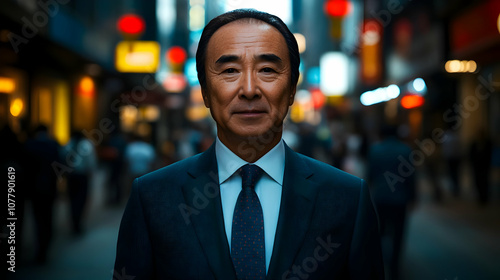 Businessman Portrait in City Lights - Realistic Image