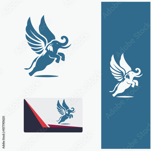 Flying Elephant Logo Design Variations