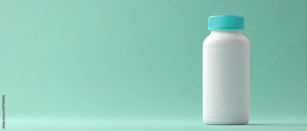 White Bottle with Green Cap on Green Background White Bottle with Green Cap on Green Background