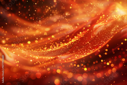  Magical golden particles in vivid red fluid creating an enchanting scene