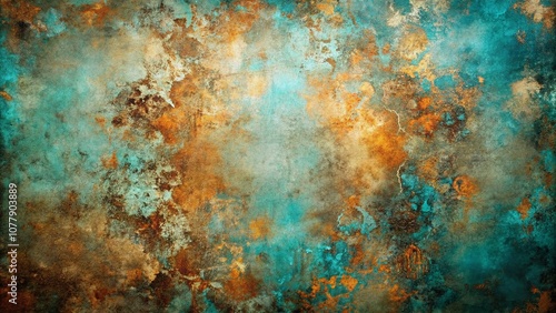 Abstract Teal and Rust Texture - Grunge Background for Creative Design and Artistic Projects, Perfect for Modern Art Prints and Digital Backgrounds, Evoking Emotion through Color and Form