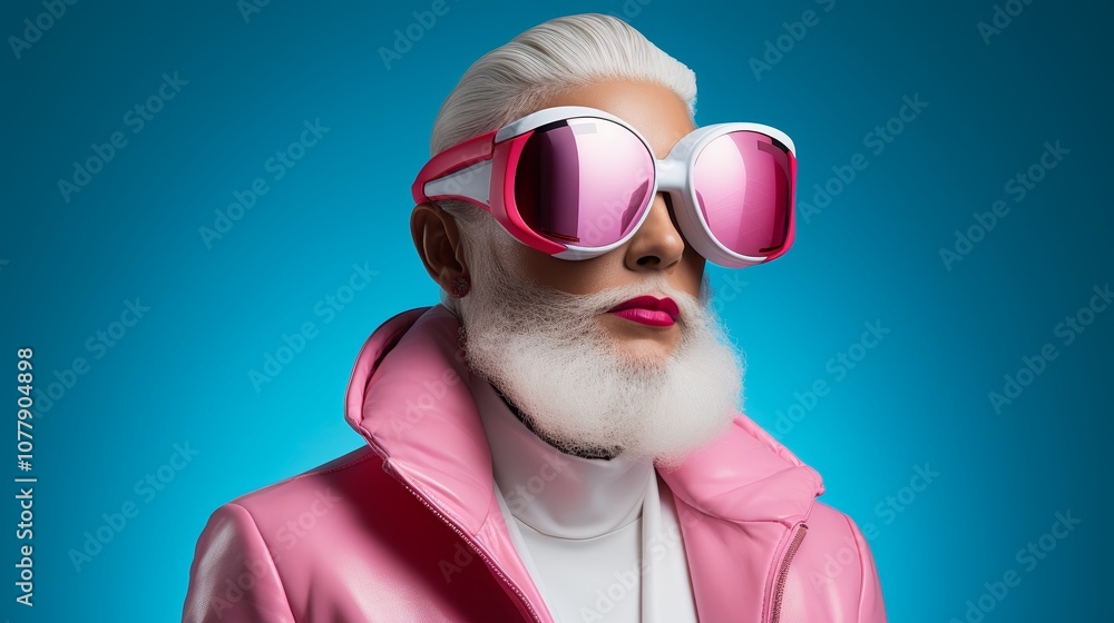 Fashionable Santa in futuristic sunglasses Fashionable Santa in futuristic sunglasses
