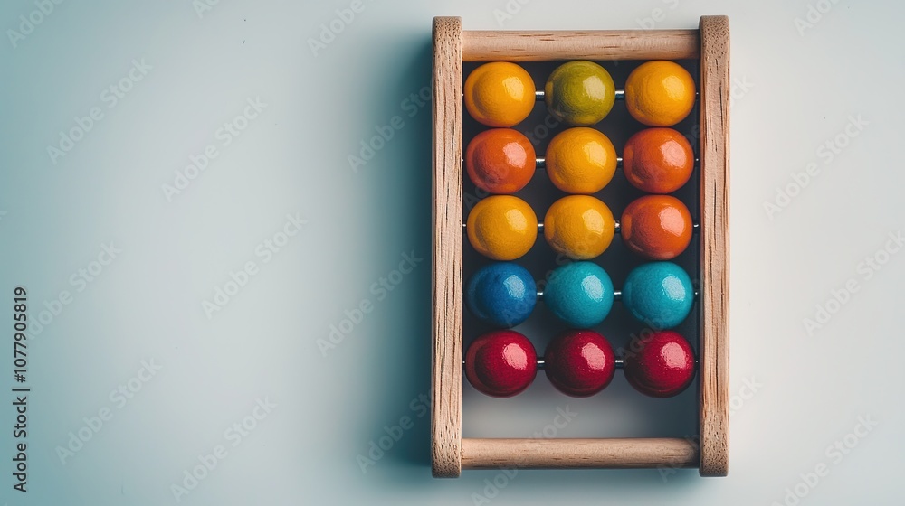 Wooden abacus with colorful beads on a white background Wooden abacus with colorful beads on a white background