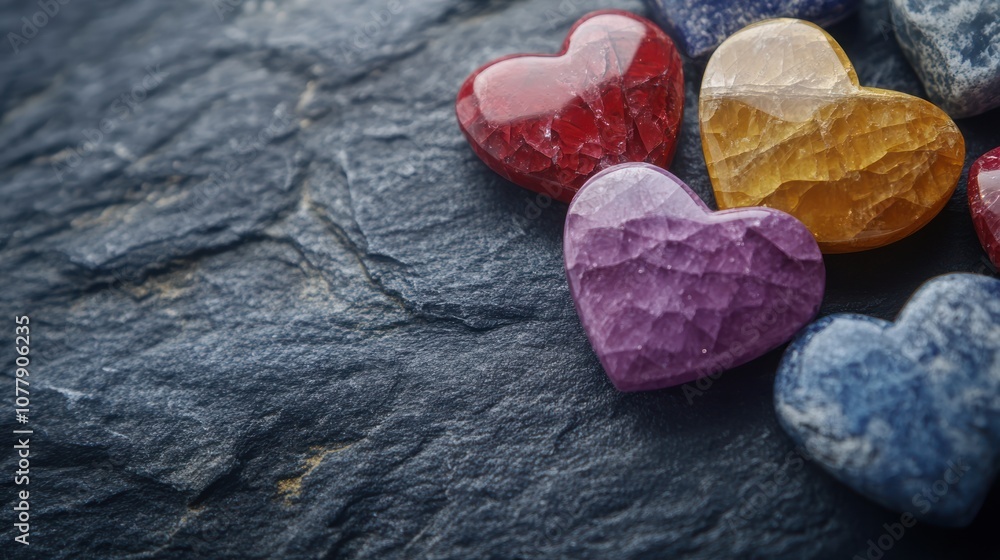 Heart Shaped Stones on Slate Heart Shaped Stones on Slate
