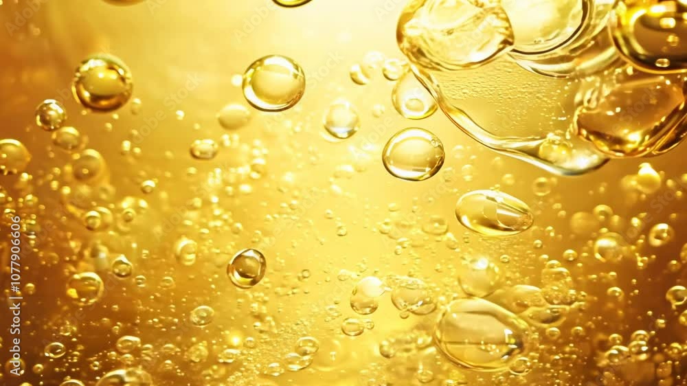 Golden Oil Droplet Suspended in Yellow Liquid Golden Oil Droplet Suspended in Yellow Liquid