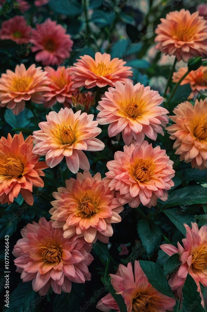 Bunch of pink flowers with yellow centers Bunch of pink flowers with yellow centers