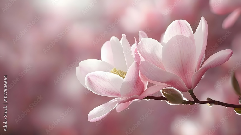 Obraz premium Pink Magnolia Flower Blossom Close up