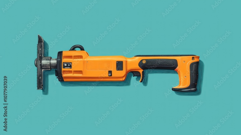 Orange Power Tool on Teal Background Orange Power Tool on Teal Background
