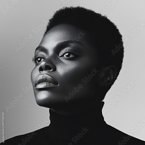 Portrait in Black and White with Intense Expression