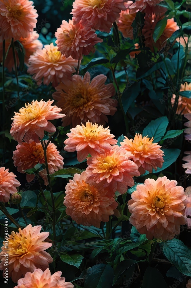 Bunch of orange flowers with green leaves Bunch of orange flowers with green leaves