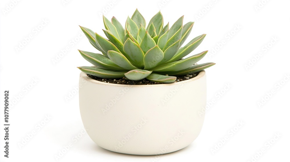 Small succulent in a simple white pot Small succulent in a simple white pot
