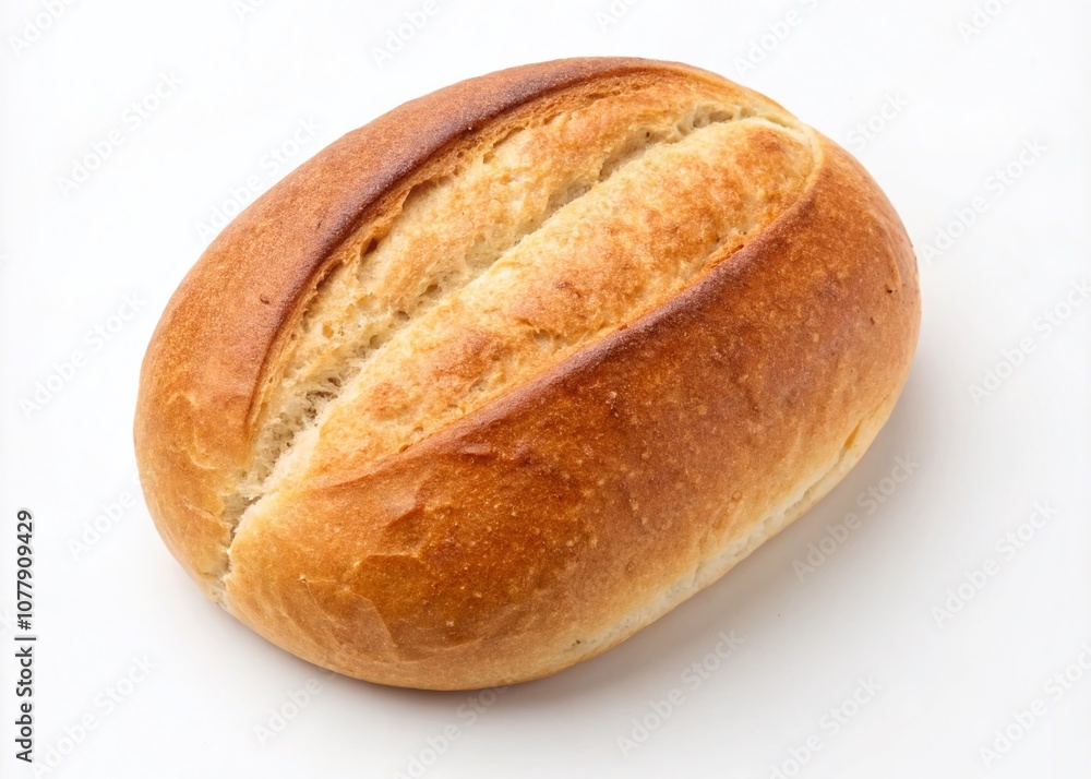 Aerial View of a Freshly Baked Wheat Bun Isolated on a White Background, Perfect for Culinary and Bakery Stock Photography, Highlighting the Texture and Color of the Bread Aerial View of a Freshly Baked Wheat Bun Isolated on a White Background, Perfect for Culinary and Bakery Stock Photography, Highlighting the Texture and Color of the Bread