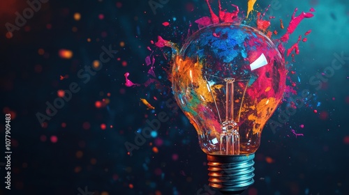 Bright Idea Concept with Paint Explosion