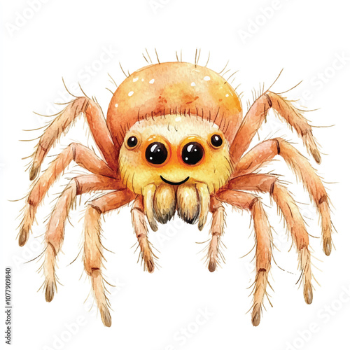 cute Spider watercolor clipart illustration isolated