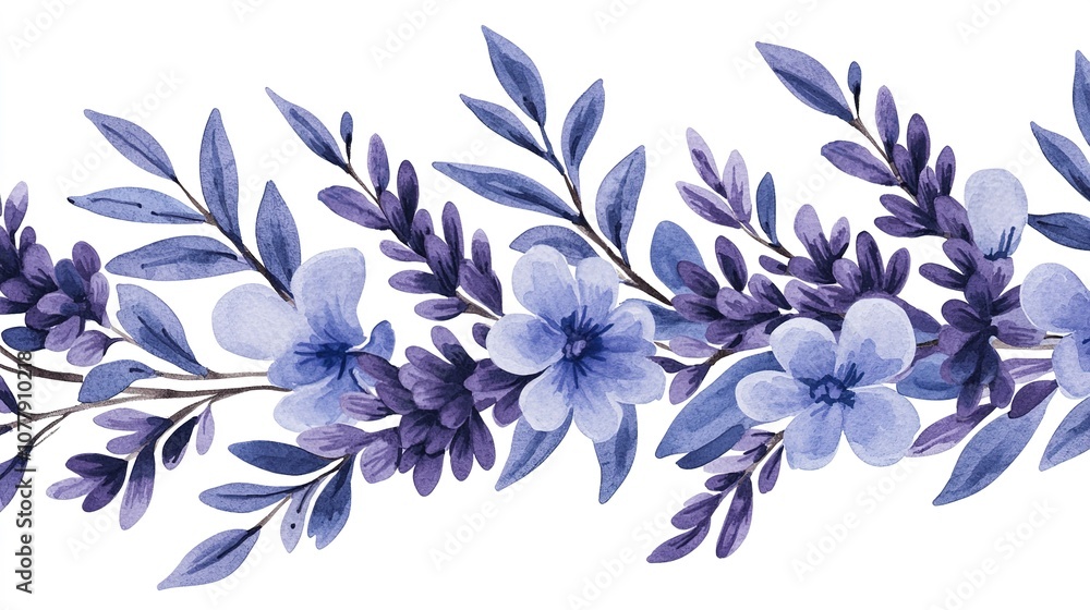Simple arrangement of flowering lavender sprigs, calming purple tones on a white background Simple arrangement of flowering lavender sprigs, calming purple tones on a white background