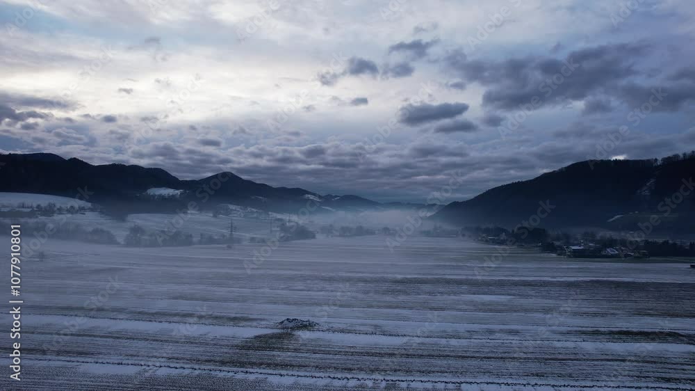 flaying over fog in Austrian winter flaying over fog in Austrian winter