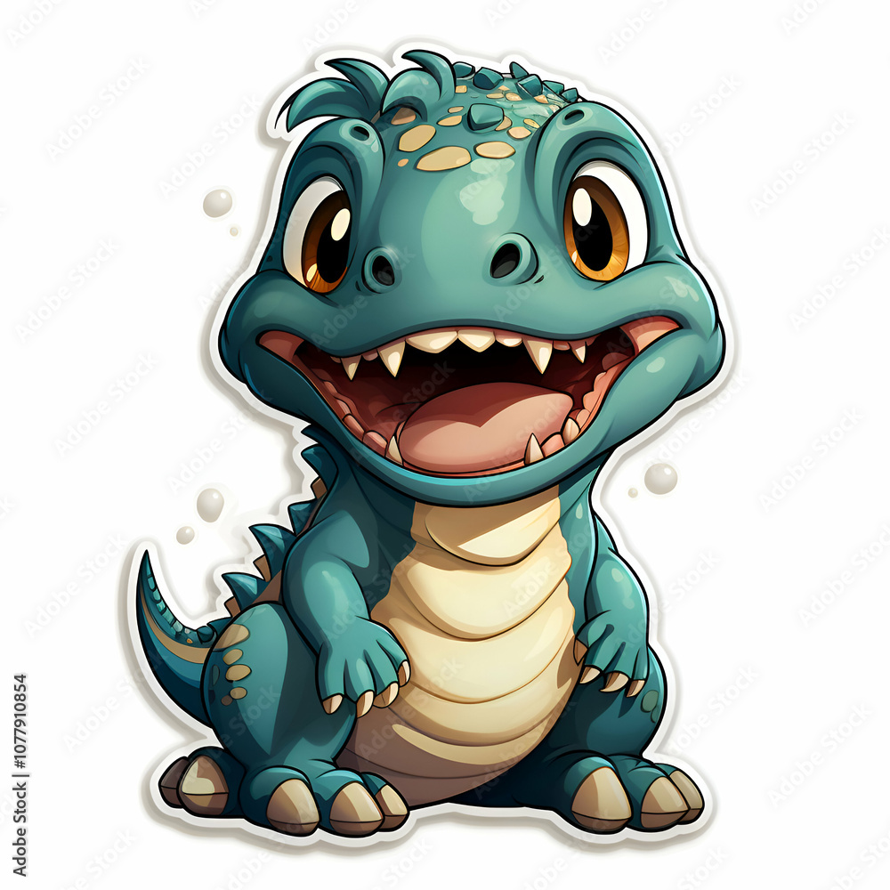 Cute baby crocodile cartoon character on a white background. illustration Cute baby crocodile cartoon character on a white background. illustration