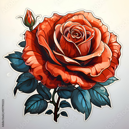 Beautiful red rose on a white background.  illustration for your design