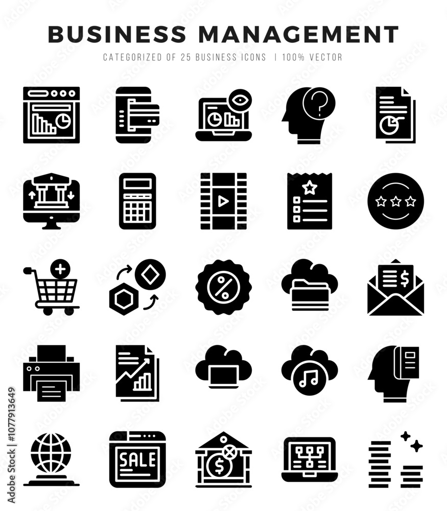 Business Management icons Pack. Glyph icons set. Business Management collection set. Business Management icons Pack. Glyph icons set. Business Management collection set.