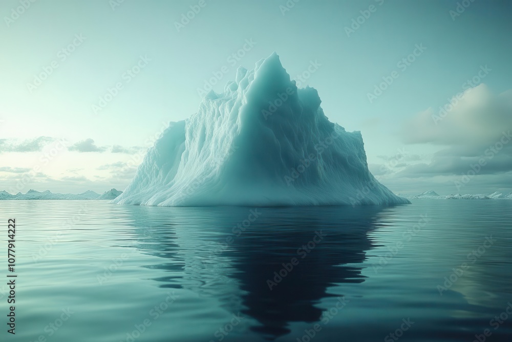 mighty iceberg emerges from ocean depths symbolizing hidden challenges in business with a serene ocean surface reflecting soft light and shadows mighty iceberg emerges from ocean depths symbolizing hidden challenges in business with a serene ocean surface reflecting soft light and shadows