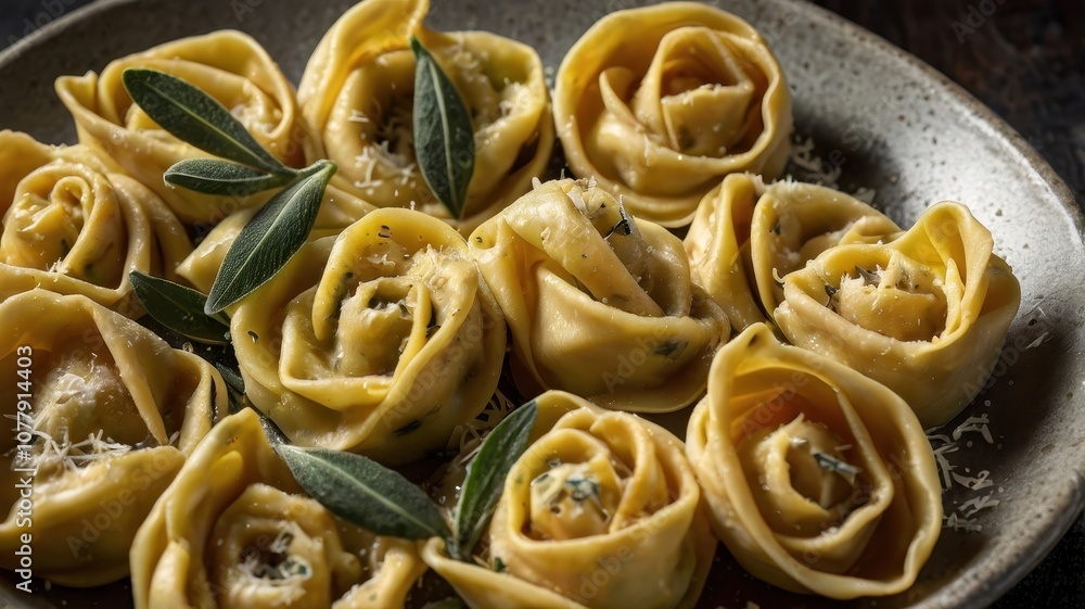 Plate of pasta with parsley on top Plate of pasta with parsley on top