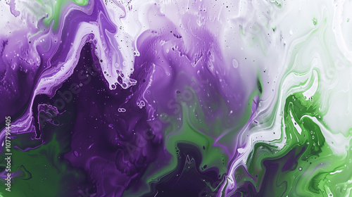 an artistic exploration of dynamic allure, creative art, and technology with abstract background purple green white navy colors marbleized bright effect. 