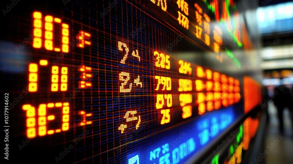 Digital Financial Market Data Displayed on Screen with Bright Colors and Dynamic Information for Stock and Trading Analysis