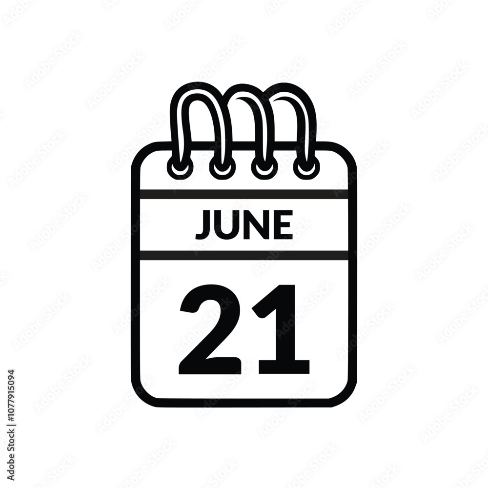 June 21 Calendar icon vector illustration. June 21 Calendar icon vector illustration.