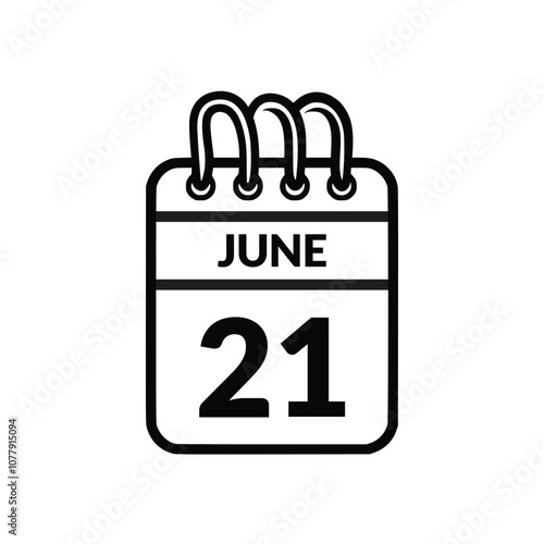 June 21 Calendar icon vector illustration.