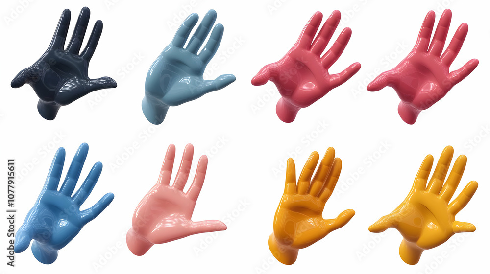 Obraz premium 3D Hand Model Illustration - Multiple Colors