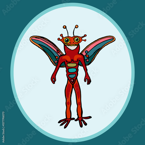 Drawing of an alien humanoid