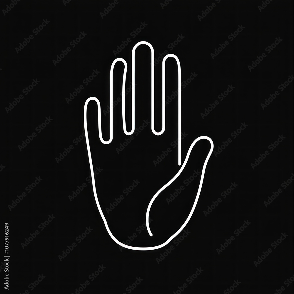 Obraz premium White hand casting a shadow on black background.