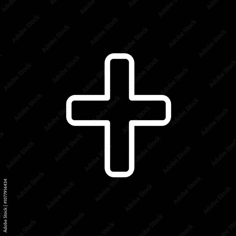 Fototapeta premium Cross icon set against a stark black background.