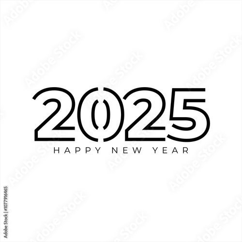 happy new year 2025 element vector design with number 2025 line design