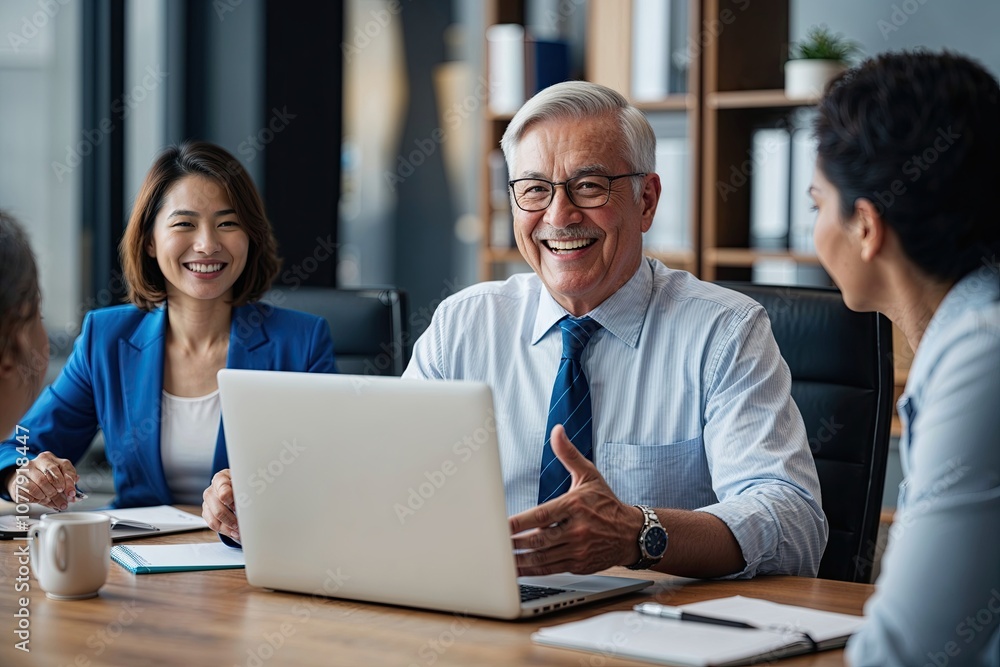 Optimistic Veteran Manager Participating in Online Training and Strategic Meetings Using Laptop Optimistic Veteran Manager Participating in Online Training and Strategic Meetings Using Laptop