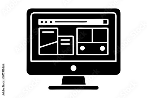 Monitor with Design Software Interface | isolated vector illustration on white background