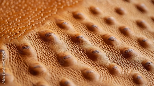 A close up shot showcasing the intricate and unique texture of ostrich leather photo