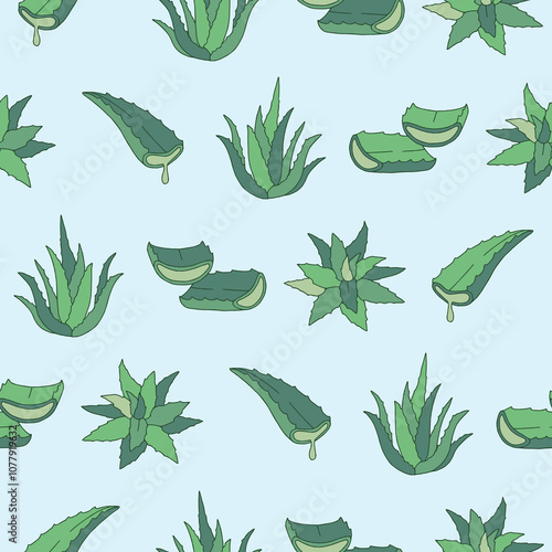 Collection of Aloe Vera Vector Seamless Pattern illustration for Print, Wallpaper, Decoration.