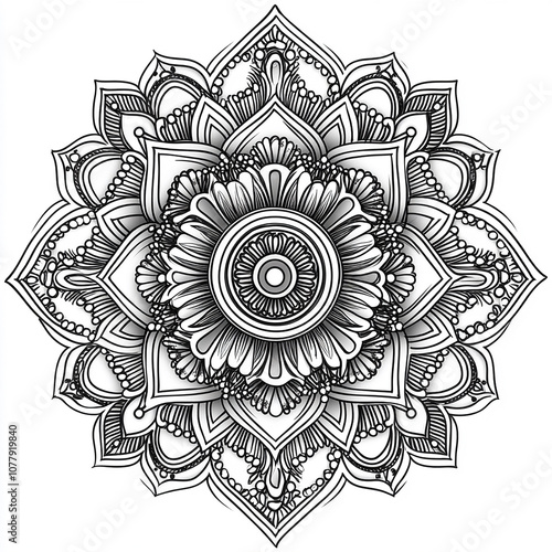 Circular pattern in the form of a mandala. Henna tatoo mandala. Mehndi style. Decorative pattern in oriental style. Coloring book page.