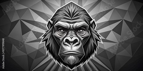 Black and White Gorilla Head Logo Design Template for Creative Branding and Modern Visual Identity with High Depth of Field Effect for Graphic Projects and Marketing Strategies photo