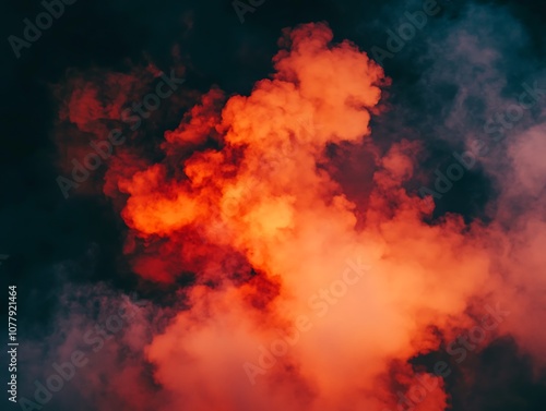 Wallpaper Mural Billowing red and orange smoke clouds against a pitch-black background, creating a dramatic and abstract effect with intense contrast. Torontodigital.ca