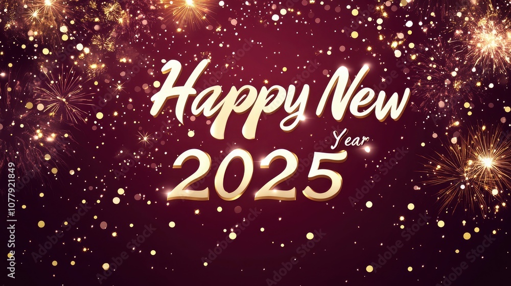 Playful white text conveying New Year wishes on a deep burgundy background, adorned with soft gold highlights. Playful white text conveying New Year wishes on a deep burgundy background, adorned with soft gold highlights.