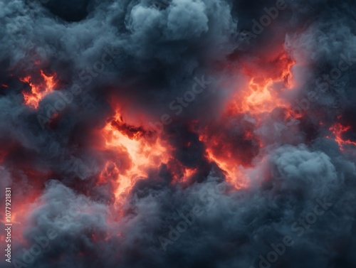 Wallpaper Mural Billowing red and orange smoke clouds against a pitch-black background, creating a dramatic and abstract effect with intense contrast. Torontodigital.ca