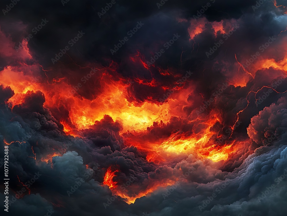 Billowing red and orange smoke clouds against a pitch-black background, creating a dramatic and abstract effect with intense contrast. Billowing red and orange smoke clouds against a pitch-black background, creating a dramatic and abstract effect with intense contrast.