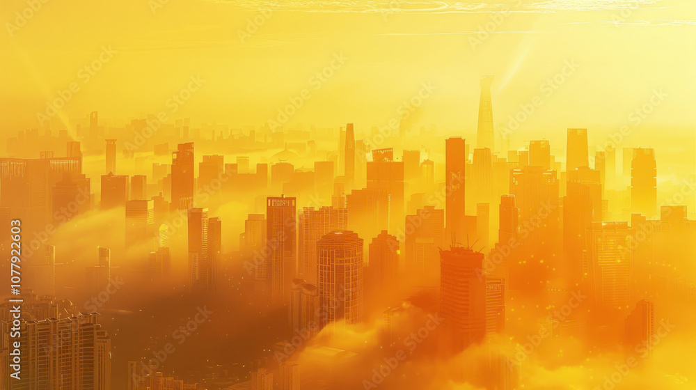 Soft light of the sunrise painting the city in golden hues, creating a breathtaking view of the urban landscape. Soft light of the sunrise painting the city in golden hues, creating a breathtaking view of the urban landscape.