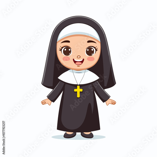 Nun Cute Worker Work Job Profession Professional Occupation Cartoon Character
