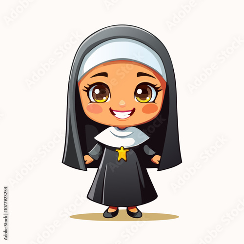 Nun Cute Worker Work Job Profession Professional Occupation Cartoon Character

