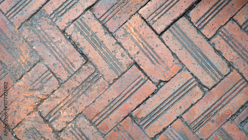 Wallpaper Mural Red Brick Flooring Seamless Pattern. Top View of Red Bricks Paving Stones Torontodigital.ca