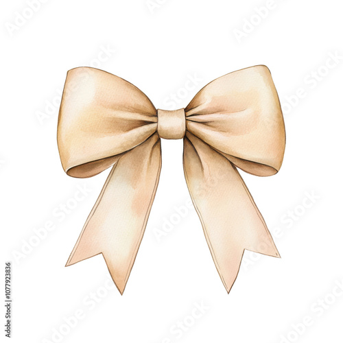 Elegant silk ribbon bow with soft beige color, perfect for festive decorations and gift wrapping. This beautiful bow adds touch of sophistication to any occasion